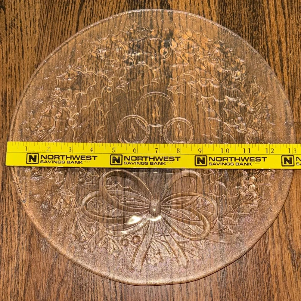 Vintage Holly Wreath 13” Round Hostess Platter - Handmade in the USA